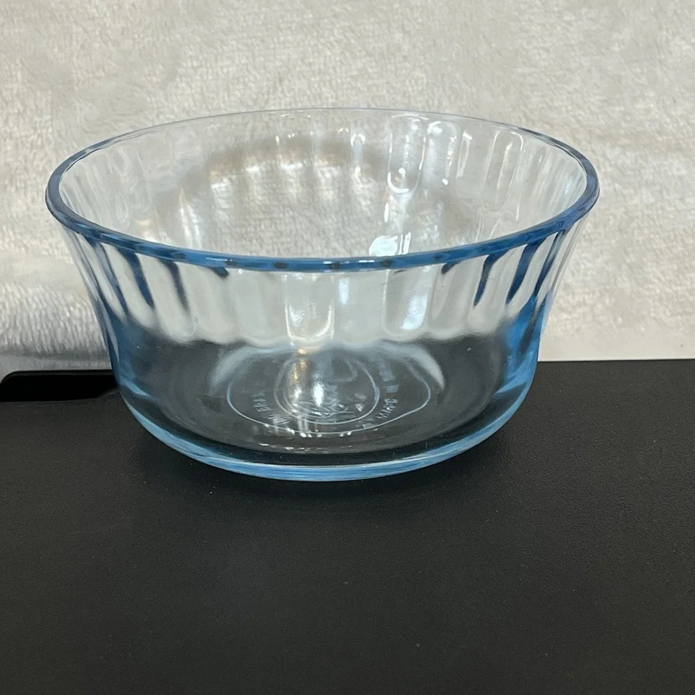 Colorex Brazil Light Blue Ramekins Clear Glass Custard Dessert Fruit Bowl Ribbed